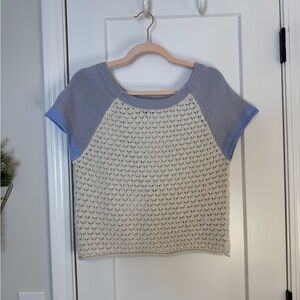 33 Coastal Colorblock Dolman Cap Sleeve Sweater Top